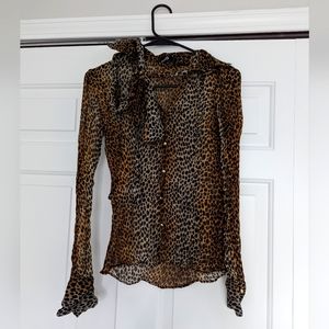 D&G silk animal print button down shirt